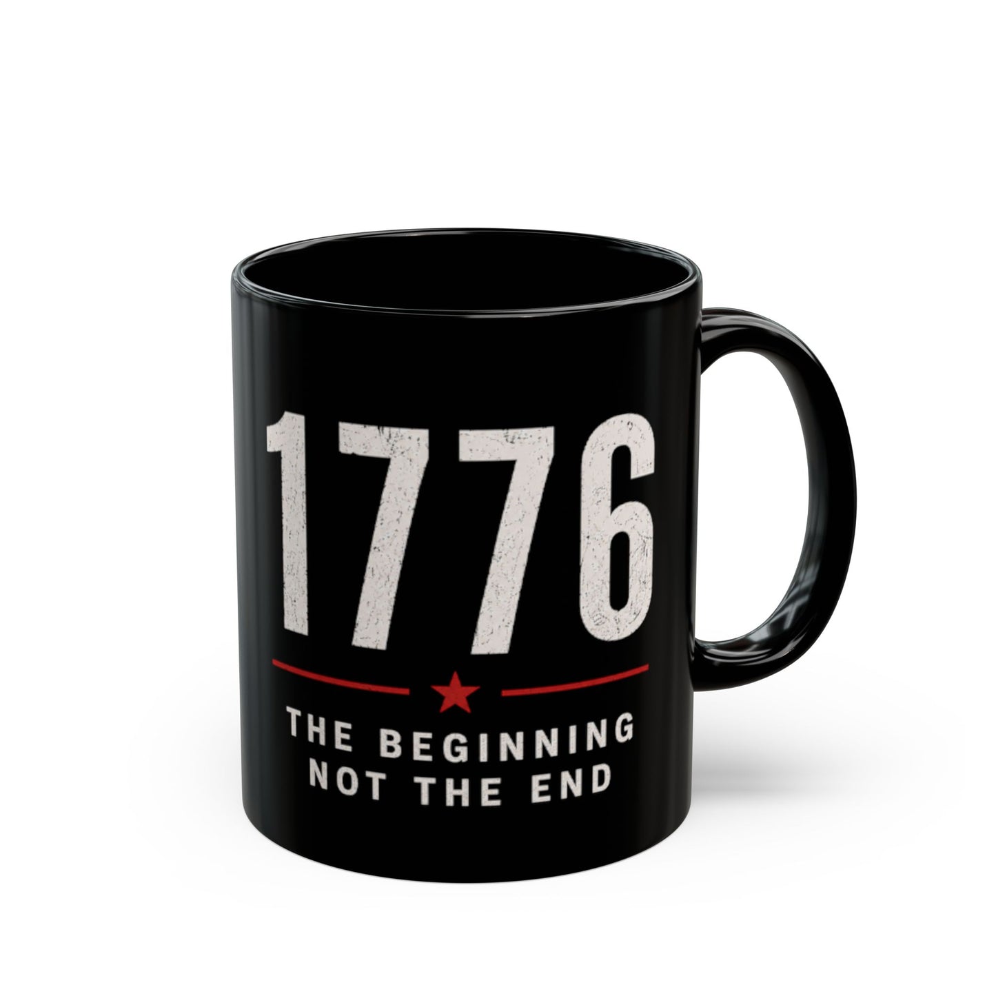 1776 Black Mug – 'The Beginning Not The End' Patriotic Coffee Cup