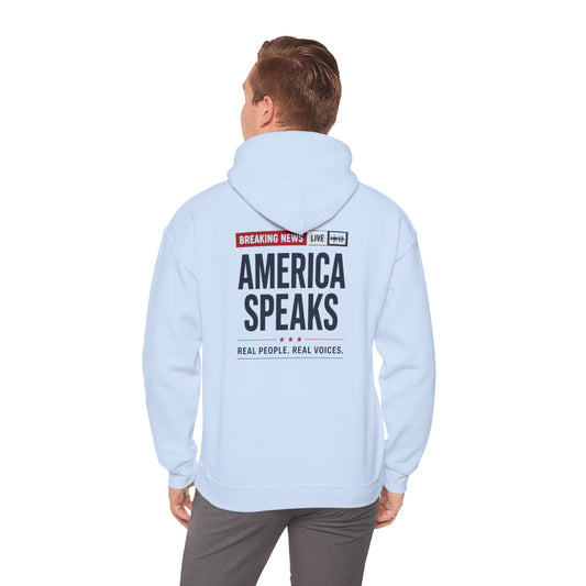 America Speaks Hoodie — 'Breaking News Live' Logo Pullover