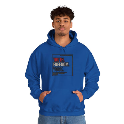 Hoodie — "Truth. Freedom. Voice." Minimalist Statement Pullover