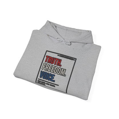 Hoodie — "Truth. Freedom. Voice." Minimalist Statement Pullover