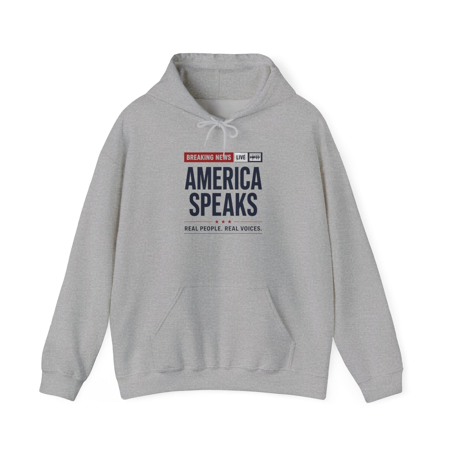America Speaks Hoodie — 'Breaking News Live' Logo Pullover