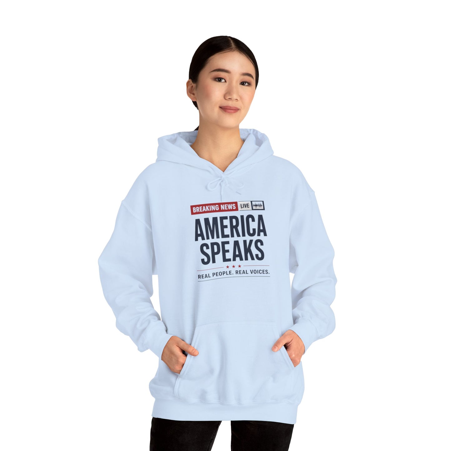 America Speaks Hoodie — 'Breaking News Live' Logo Pullover