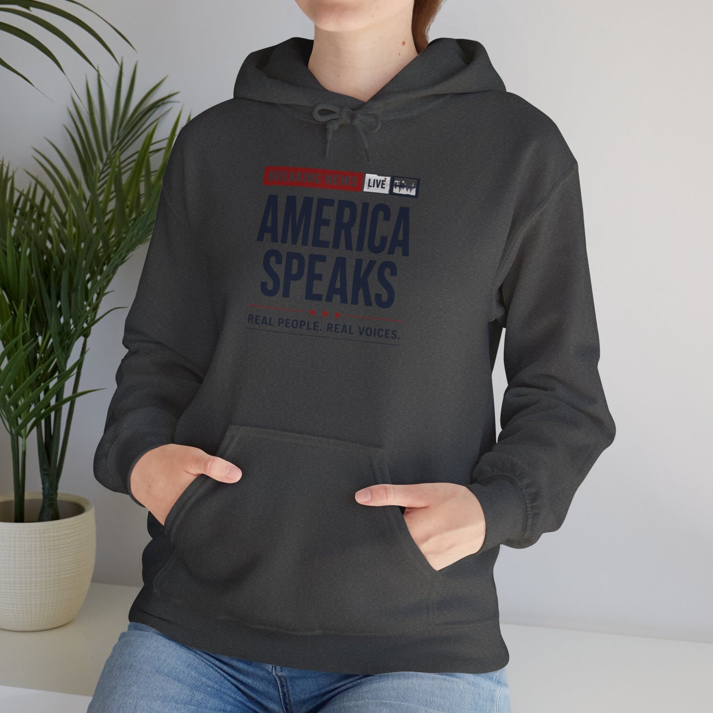 America Speaks Hoodie — 'Breaking News Live' Logo Pullover