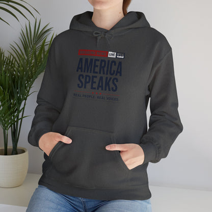 America Speaks Hoodie — 'Breaking News Live' Logo Pullover