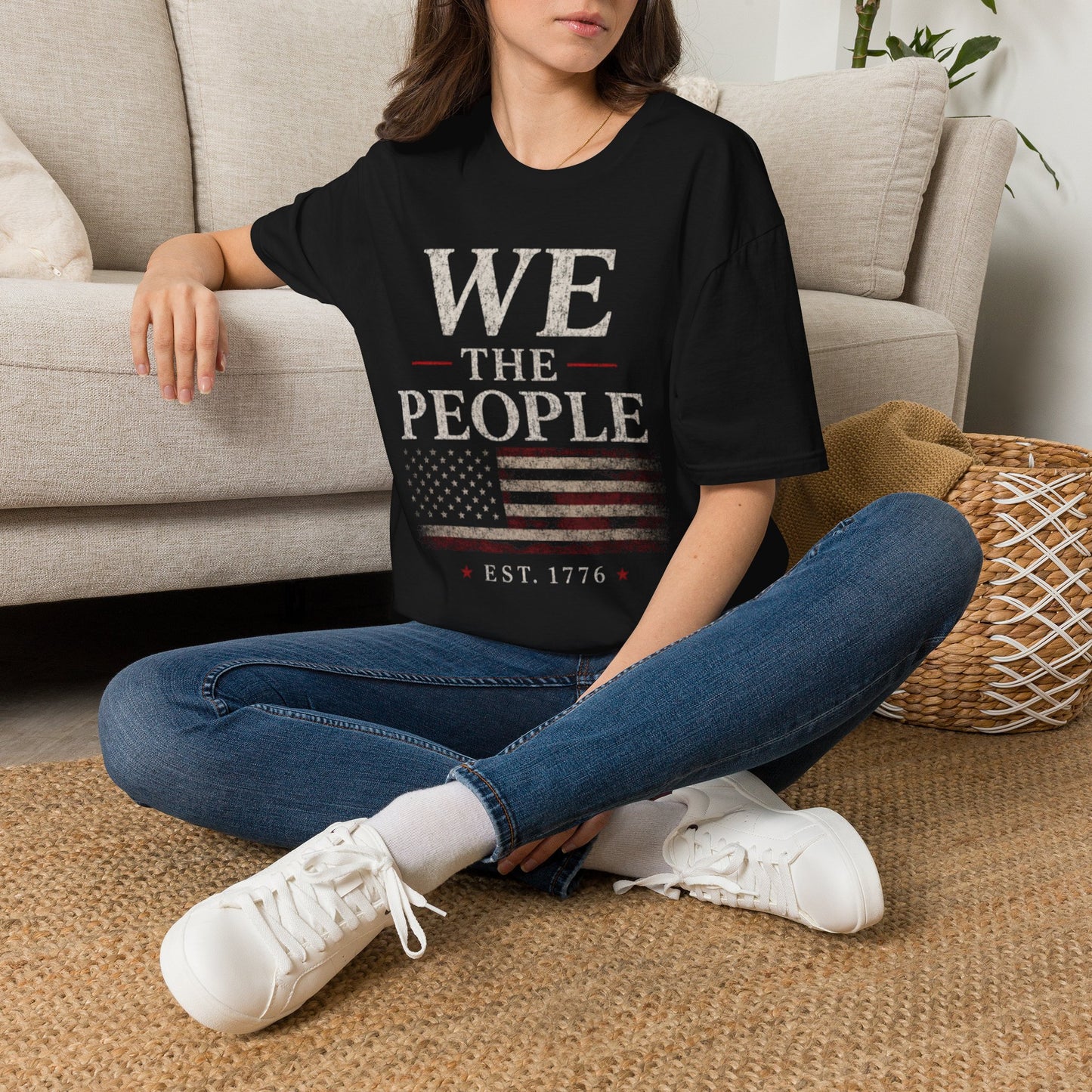 Patriotic American Flag Tee (Est. 1776)
