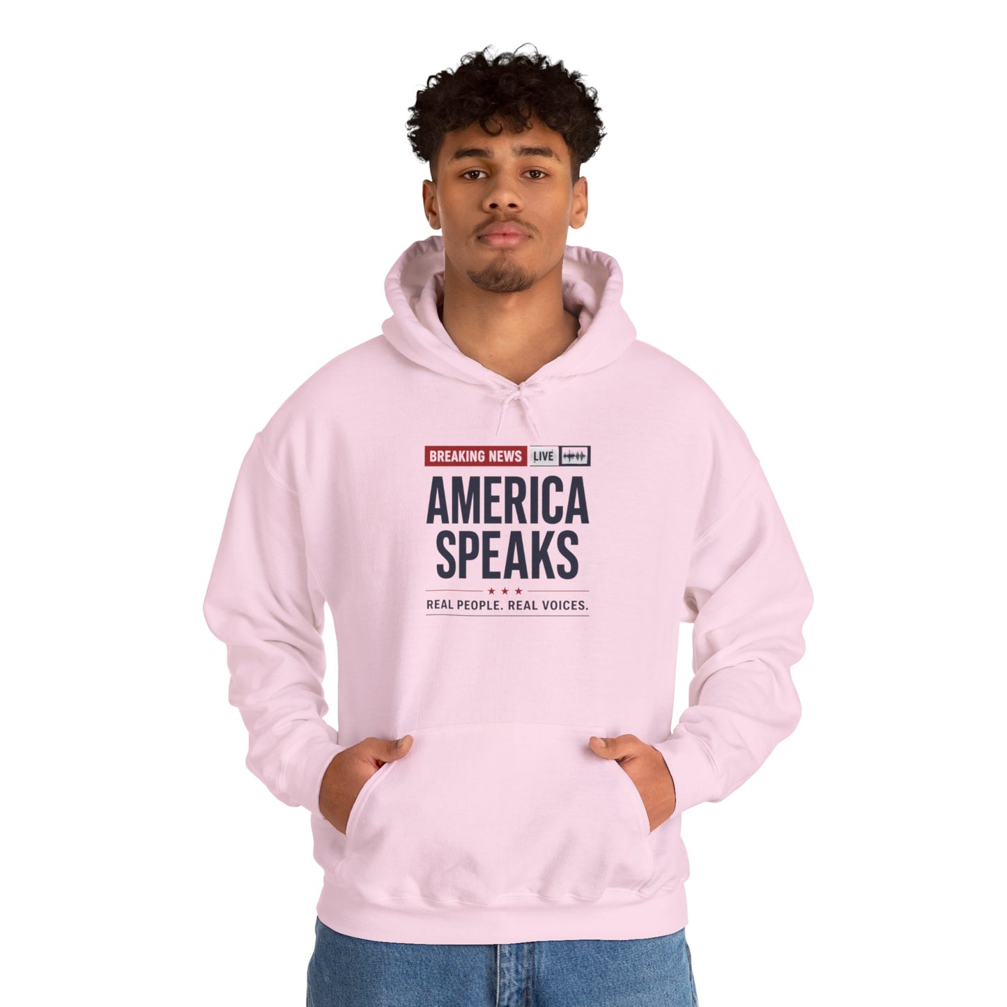 America Speaks Hoodie — 'Breaking News Live' Logo Pullover
