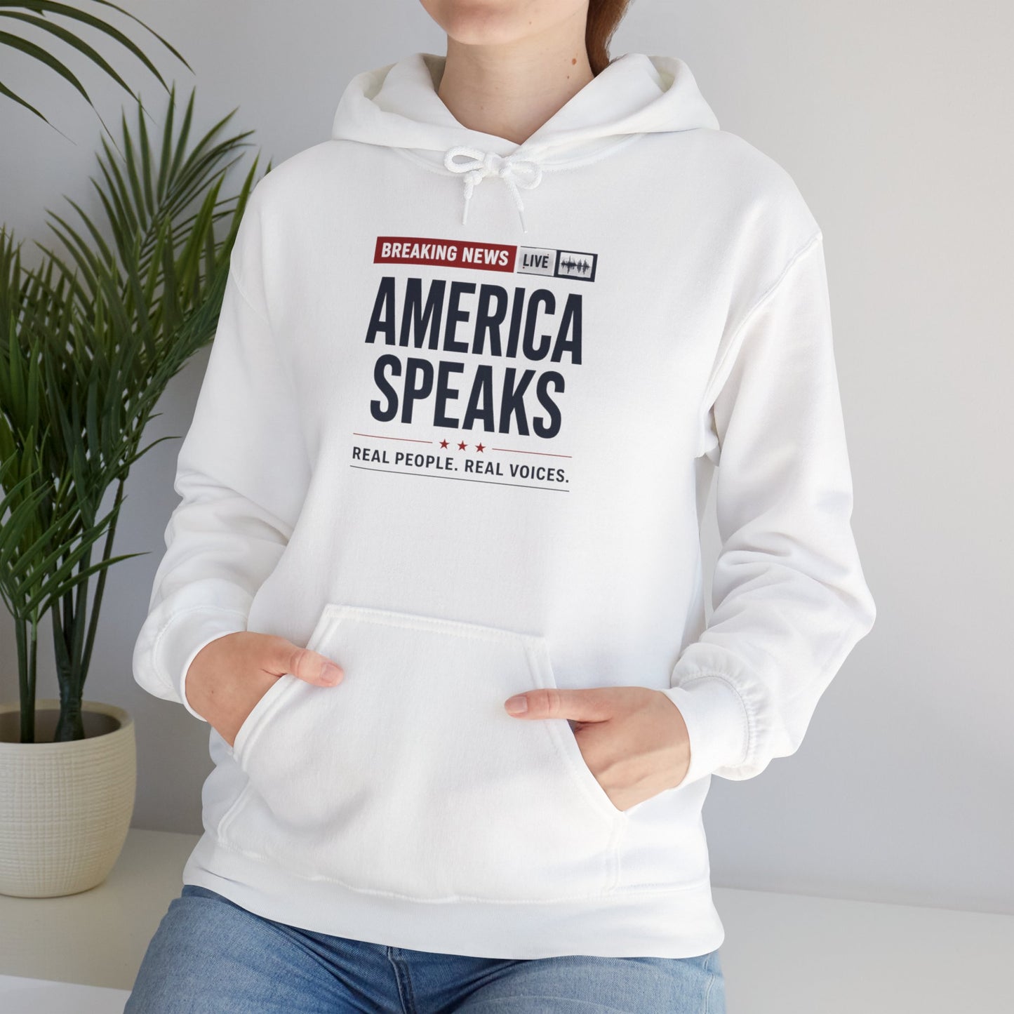 America Speaks Hoodie — 'Breaking News Live' Logo Pullover