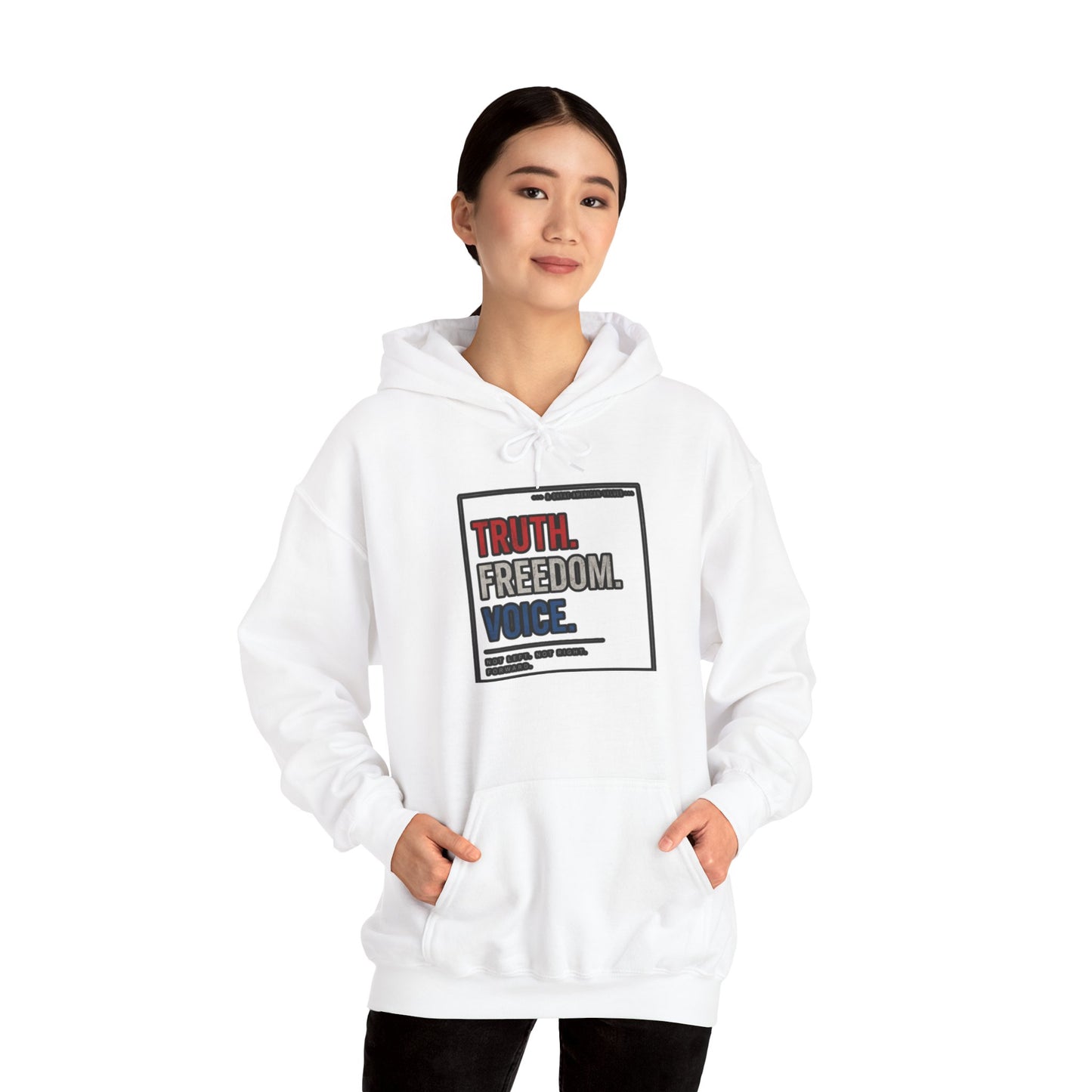 Hoodie — "Truth. Freedom. Voice." Minimalist Statement Pullover