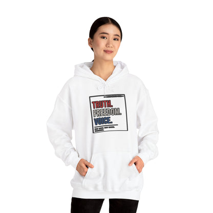 Hoodie — "Truth. Freedom. Voice." Minimalist Statement Pullover