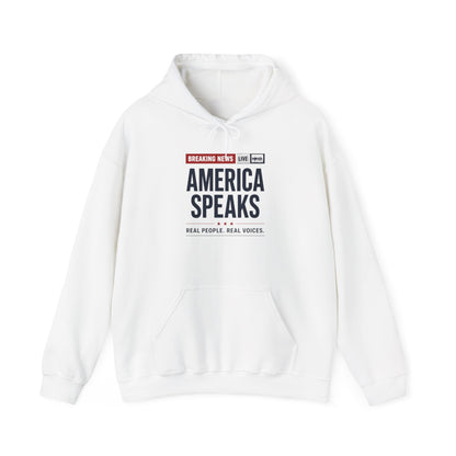 America Speaks Hoodie — 'Breaking News Live' Logo Pullover