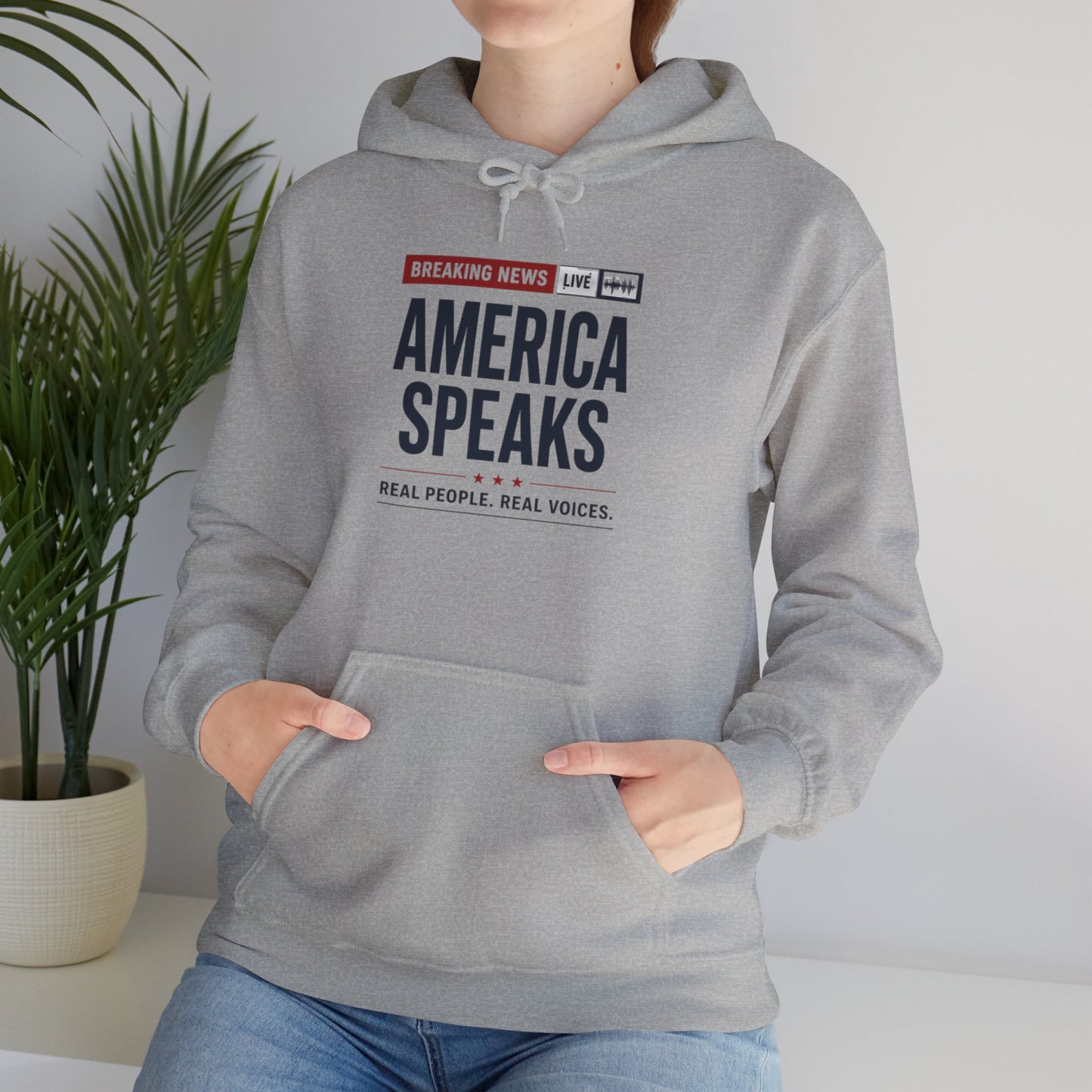 America Speaks Hoodie — 'Breaking News Live' Logo Pullover
