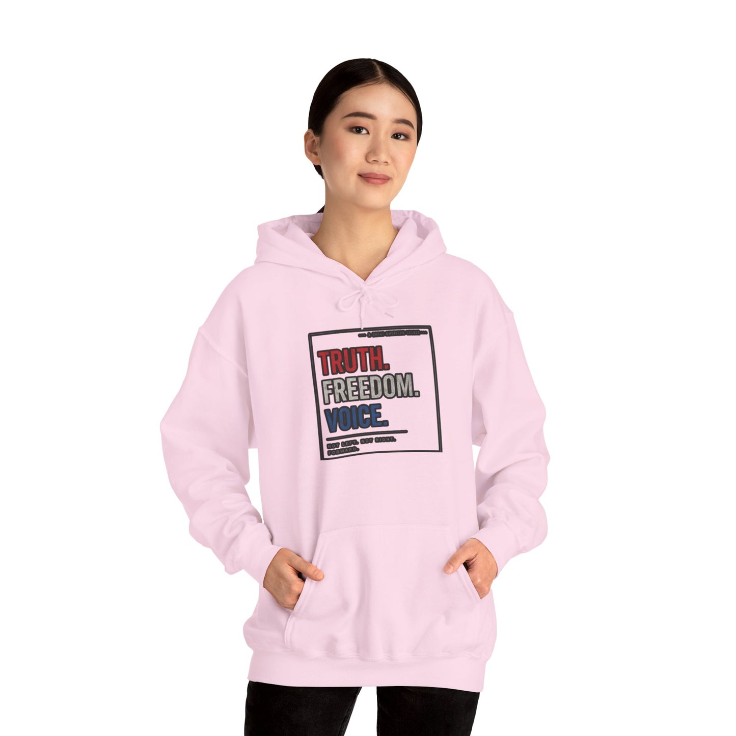 Hoodie — "Truth. Freedom. Voice." Minimalist Statement Pullover