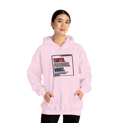 Hoodie — "Truth. Freedom. Voice." Minimalist Statement Pullover