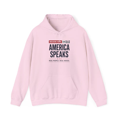 America Speaks Hoodie — 'Breaking News Live' Logo Pullover