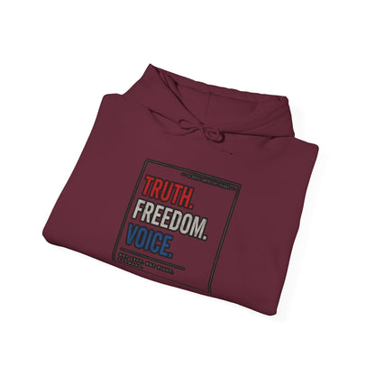 Hoodie — "Truth. Freedom. Voice." Minimalist Statement Pullover