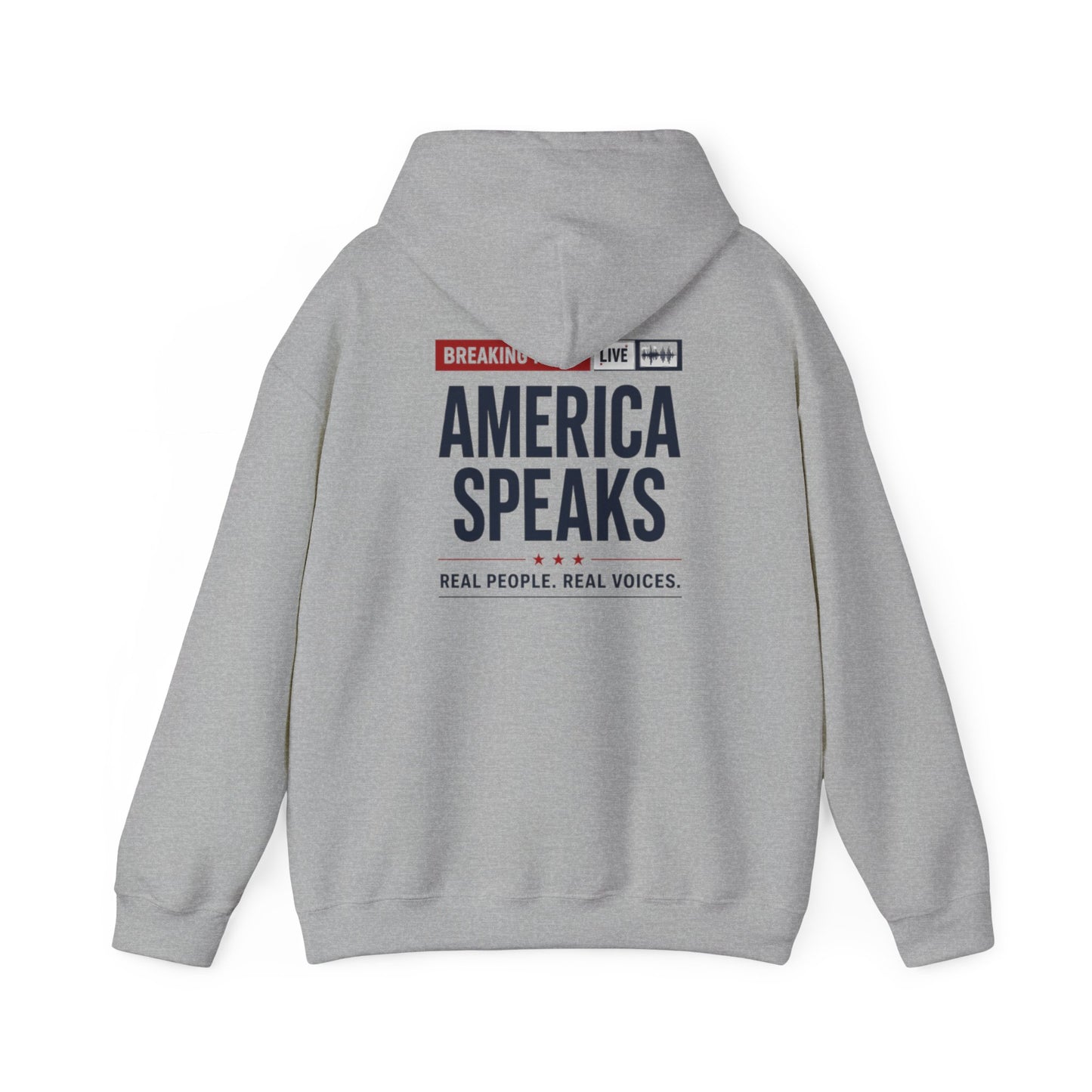 America Speaks Hoodie — 'Breaking News Live' Logo Pullover