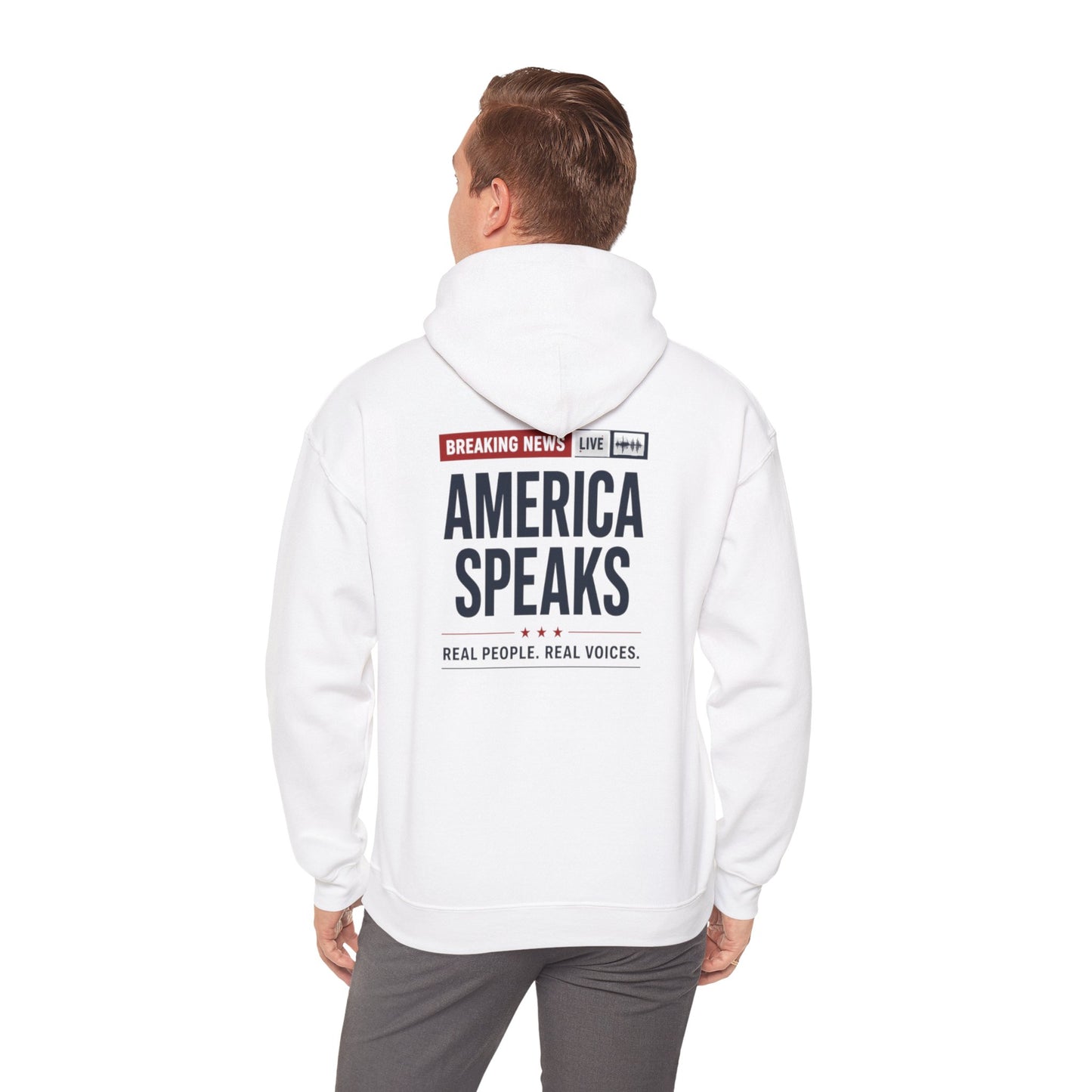 America Speaks Hoodie — 'Breaking News Live' Logo Pullover