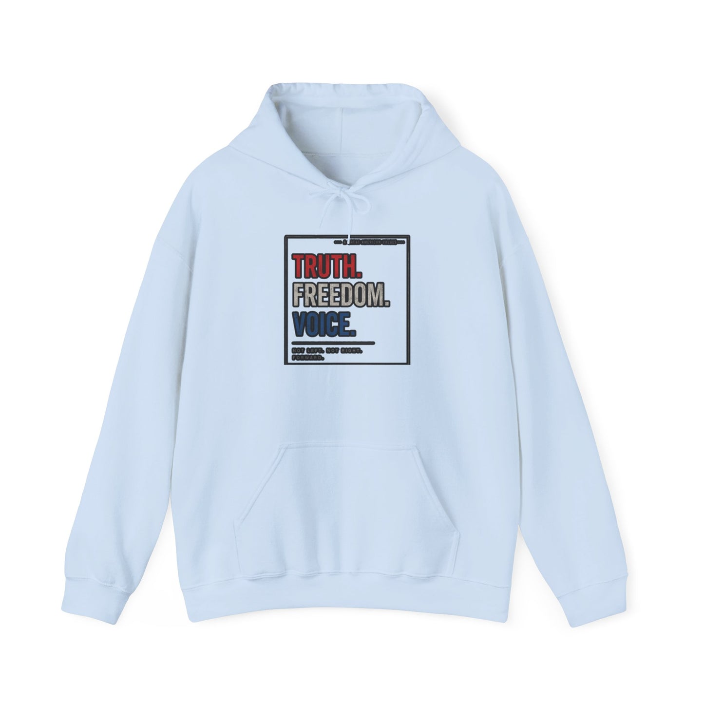Hoodie — "Truth. Freedom. Voice." Minimalist Statement Pullover