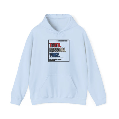 Hoodie — "Truth. Freedom. Voice." Minimalist Statement Pullover