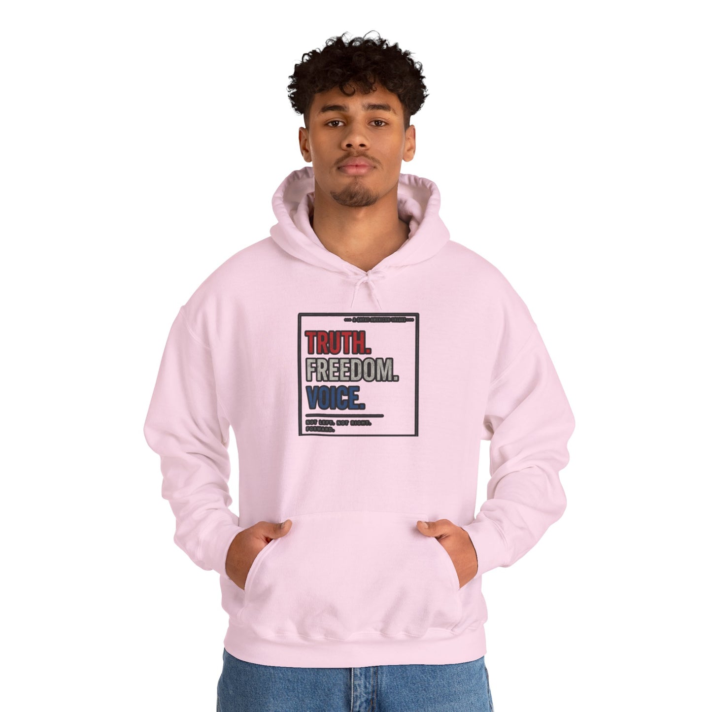 Hoodie — "Truth. Freedom. Voice." Minimalist Statement Pullover