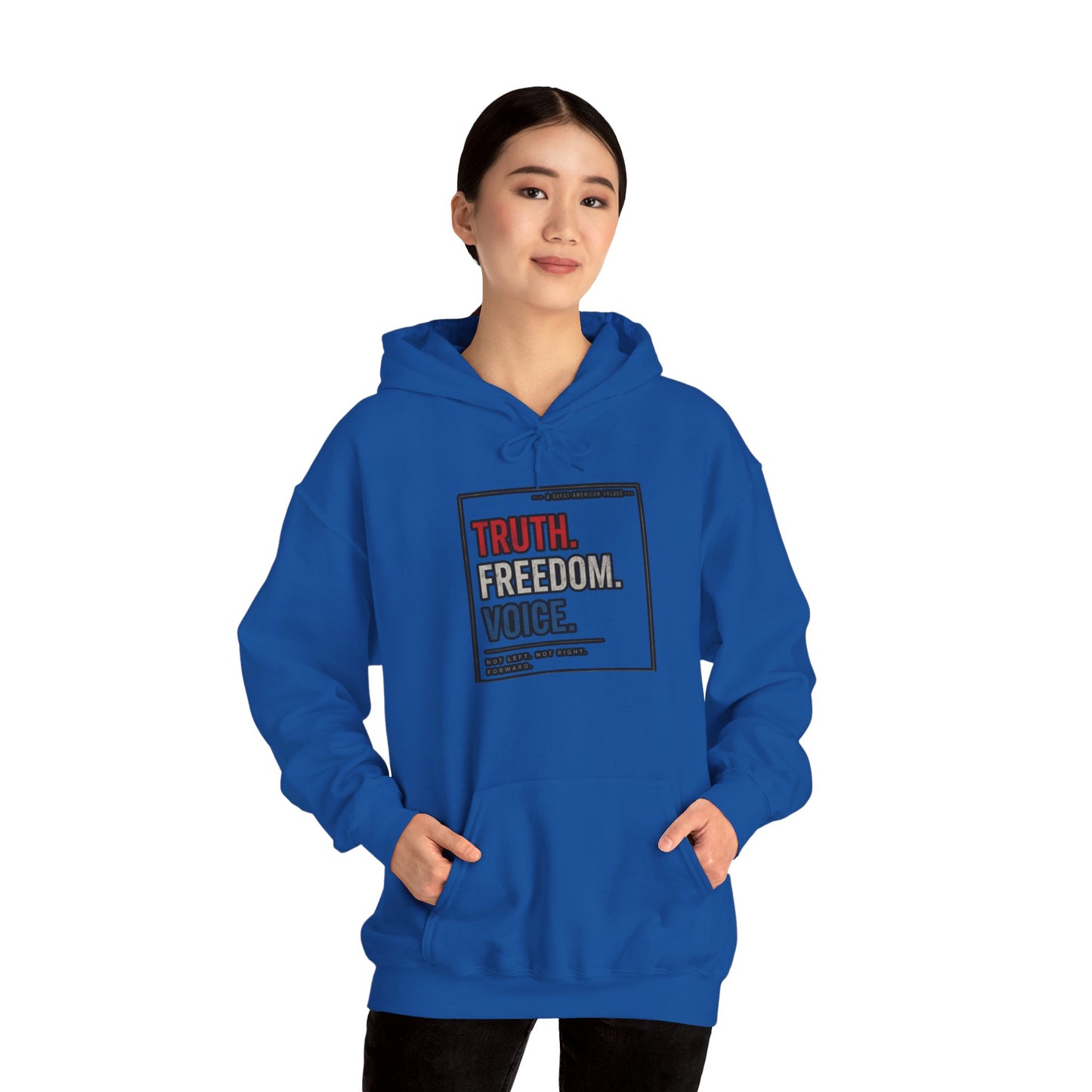 Hoodie — "Truth. Freedom. Voice." Minimalist Statement Pullover