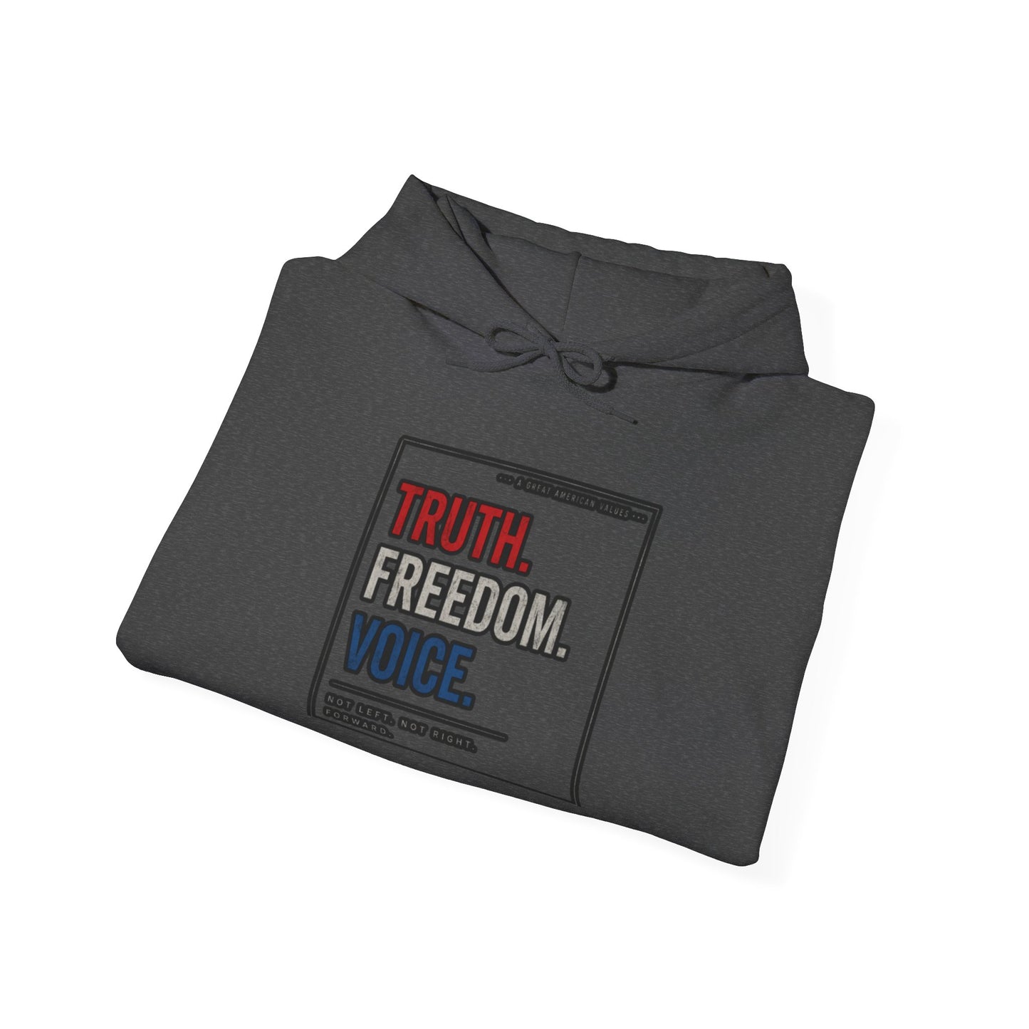 Hoodie — "Truth. Freedom. Voice." Minimalist Statement Pullover