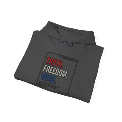 Hoodie — "Truth. Freedom. Voice." Minimalist Statement Pullover