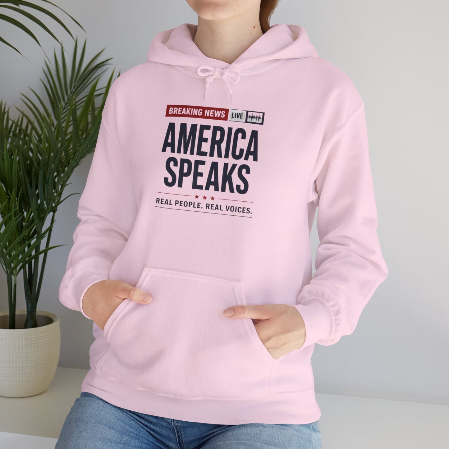 America Speaks Hoodie — 'Breaking News Live' Logo Pullover