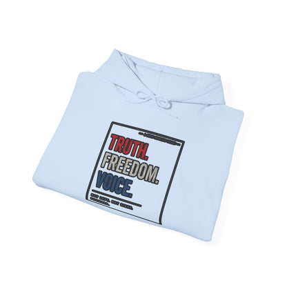 Hoodie — "Truth. Freedom. Voice." Minimalist Statement Pullover