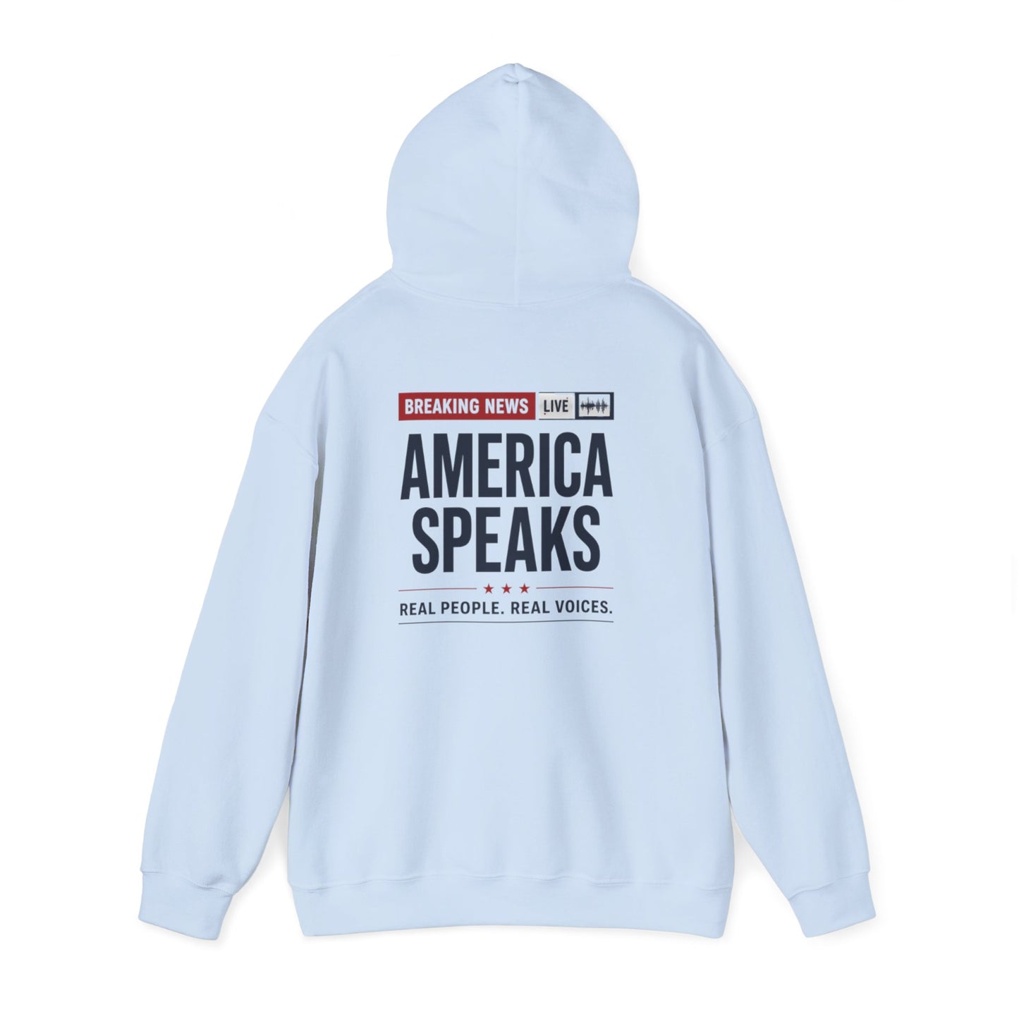 America Speaks Hoodie — 'Breaking News Live' Logo Pullover
