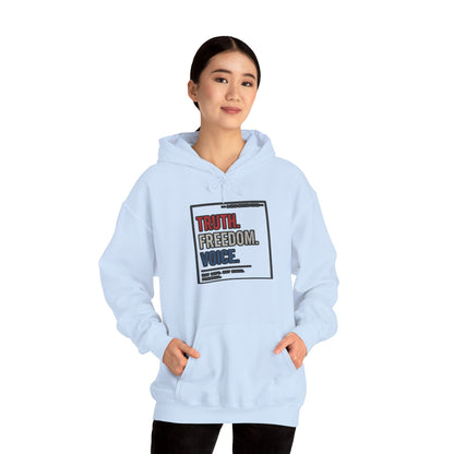 Hoodie — "Truth. Freedom. Voice." Minimalist Statement Pullover