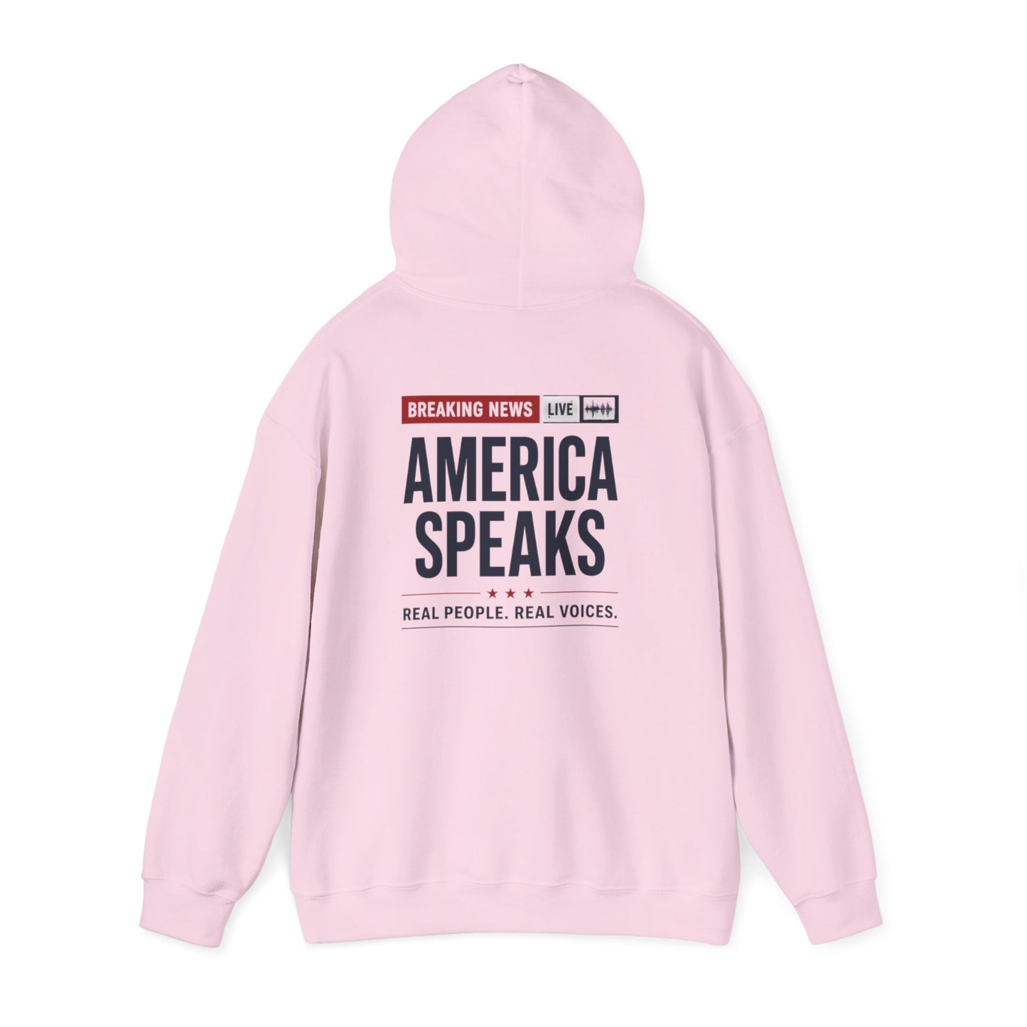 America Speaks Hoodie — 'Breaking News Live' Logo Pullover