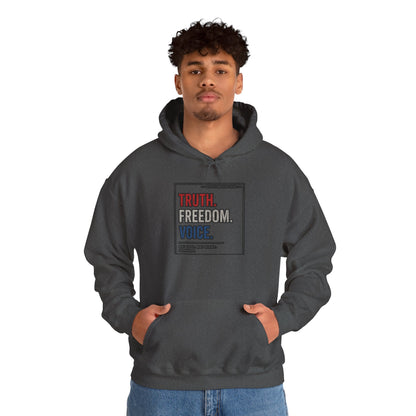 Hoodie — "Truth. Freedom. Voice." Minimalist Statement Pullover
