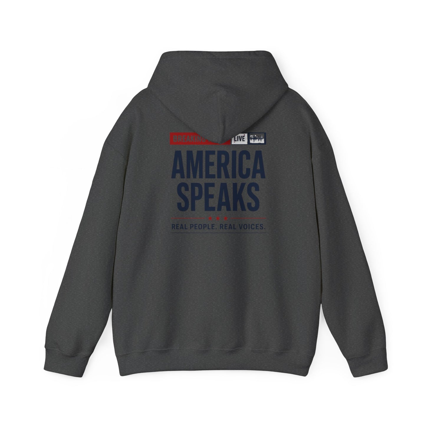 America Speaks Hoodie — 'Breaking News Live' Logo Pullover