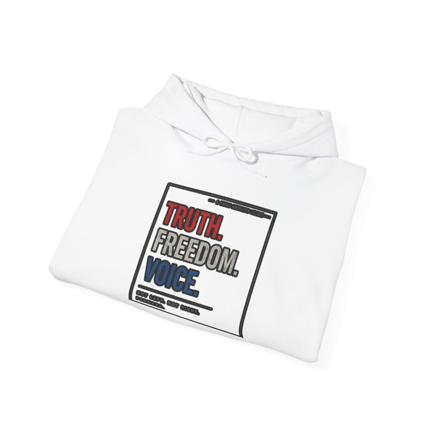 Hoodie — "Truth. Freedom. Voice." Minimalist Statement Pullover