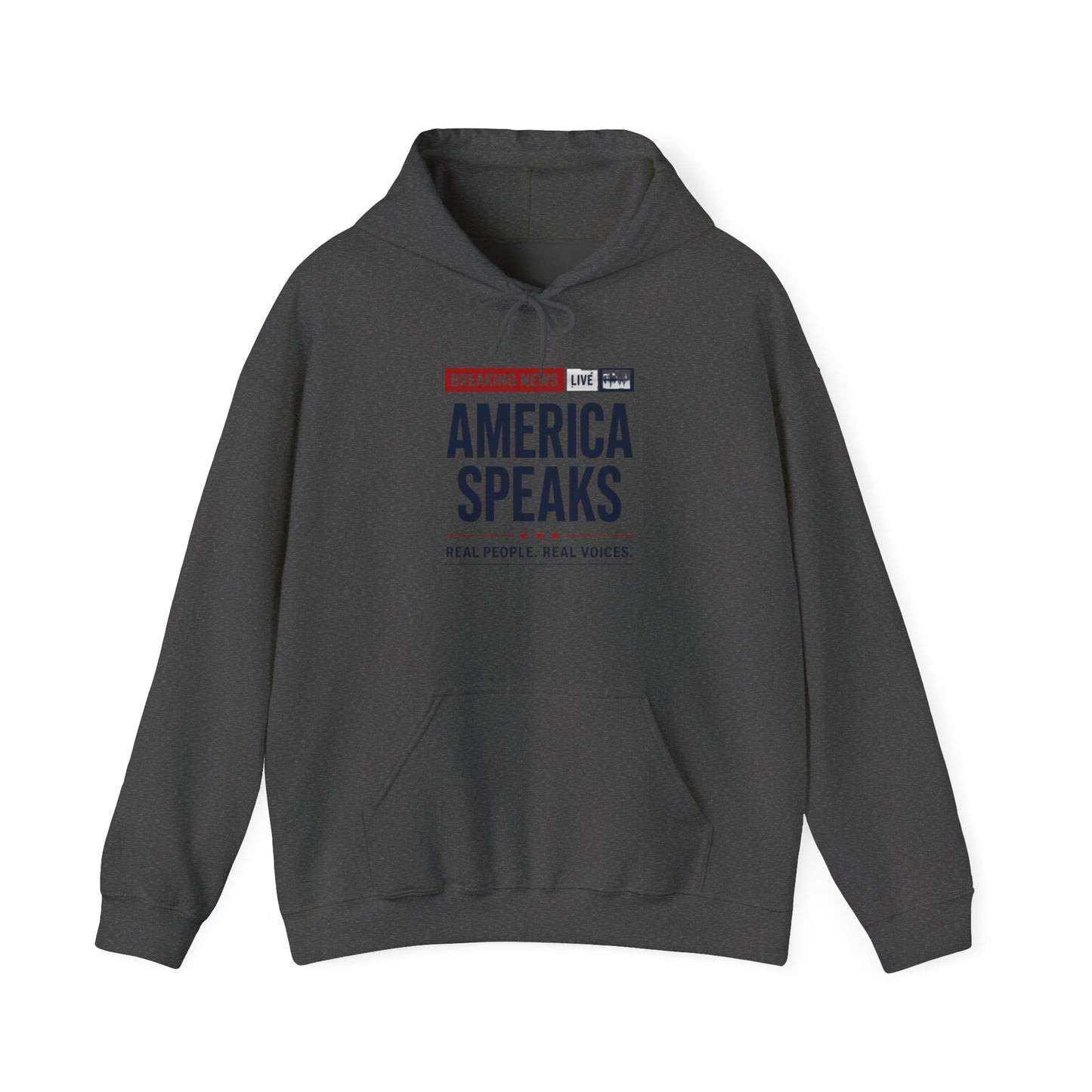 America Speaks Hoodie — 'Breaking News Live' Logo Pullover