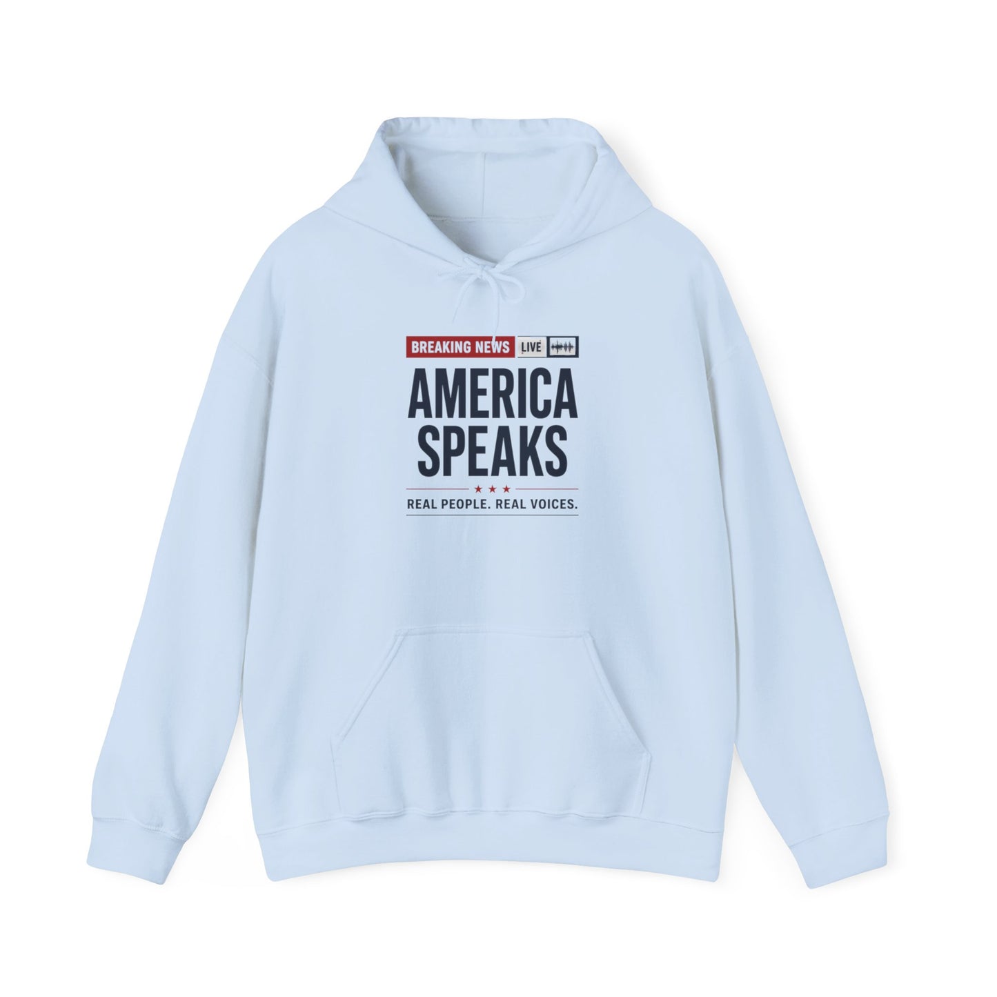 America Speaks Hoodie — 'Breaking News Live' Logo Pullover