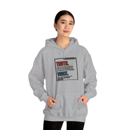 Hoodie — "Truth. Freedom. Voice." Minimalist Statement Pullover