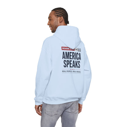America Speaks Hoodie — 'Breaking News Live' Logo Pullover