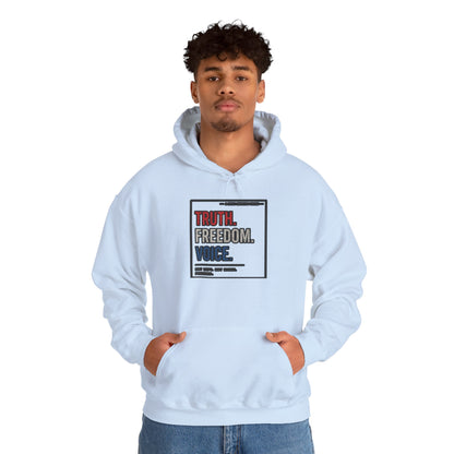Hoodie — "Truth. Freedom. Voice." Minimalist Statement Pullover