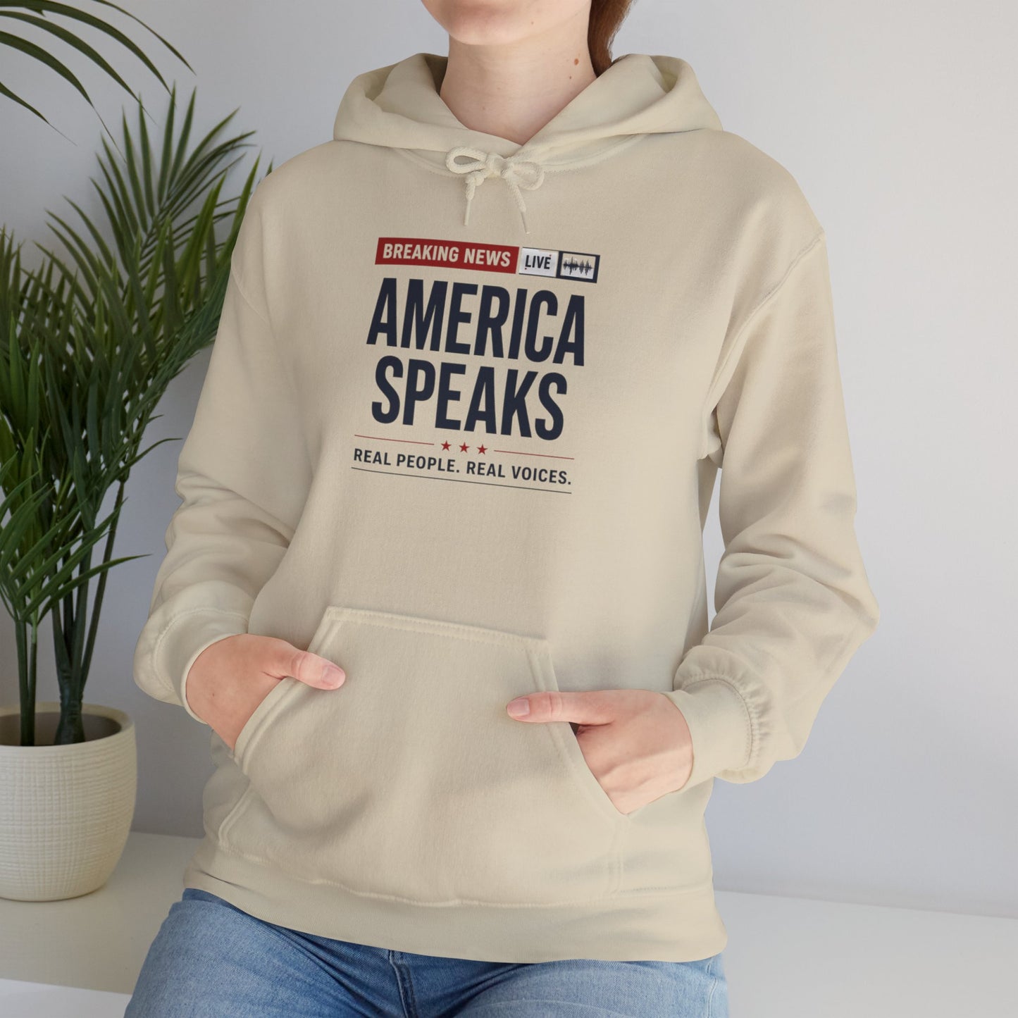 America Speaks Hoodie — 'Breaking News Live' Logo Pullover