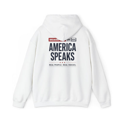 America Speaks Hoodie — 'Breaking News Live' Logo Pullover