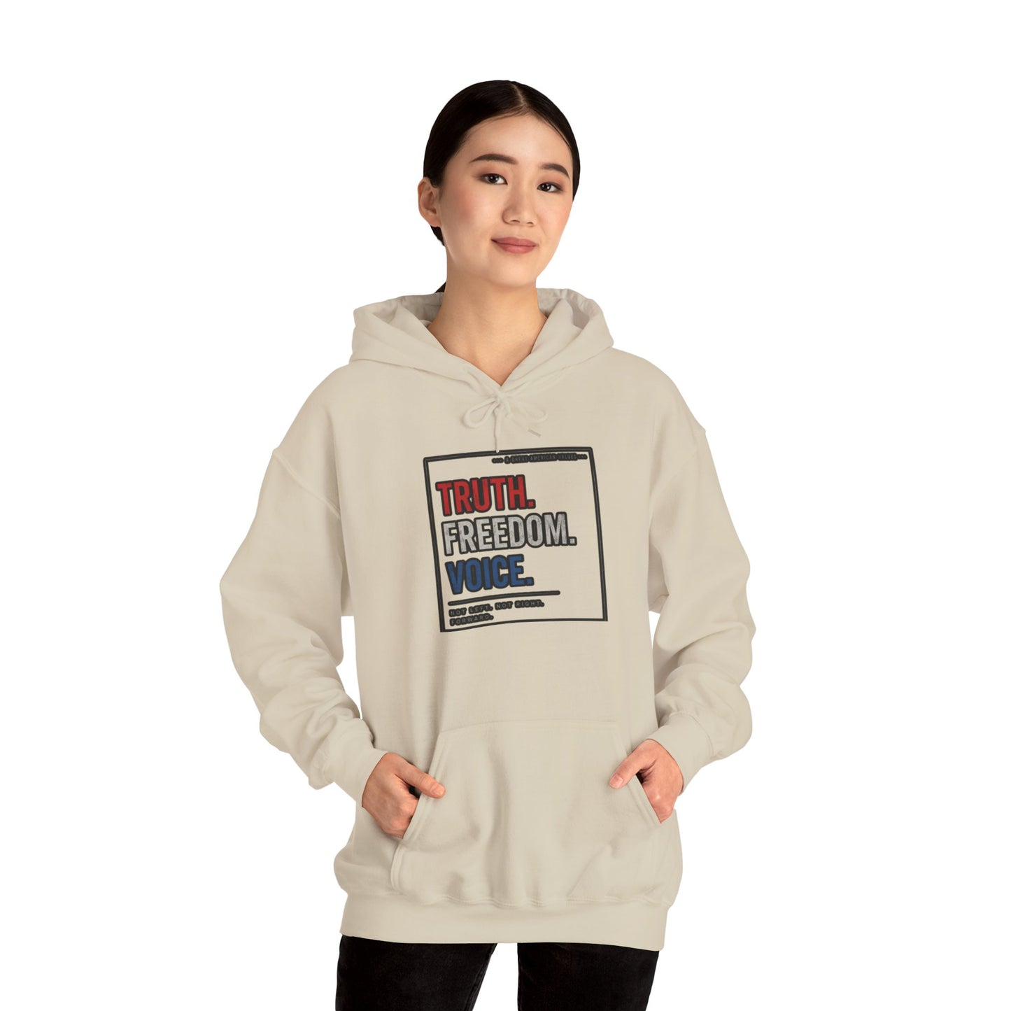 Hoodie — "Truth. Freedom. Voice." Minimalist Statement Pullover
