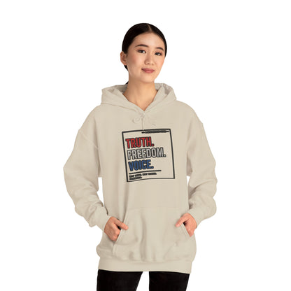 Hoodie — "Truth. Freedom. Voice." Minimalist Statement Pullover